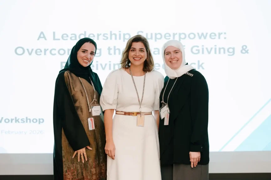 Impactiv facilitators on stage at the Leadership Superpower workshop