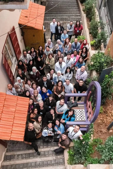 Intersection program community group photo at Beit Amakin, Beirut
